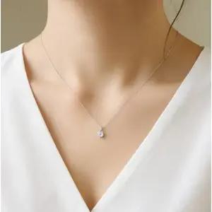 S925 큐빅 실버 목걸이 우정목걸이 데일리 오피스 캐주얼 목걸이 N003