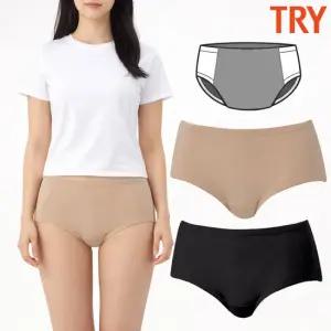 트라이 여성 맥시생리팬티 위생팬티 베이직 무지 60수 면스판 삼각 2매입 세트