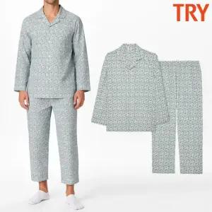 트라이 할아버지잠옷 고급진 패턴 홈웨어 순면 60수 주자직 파자마 세트
