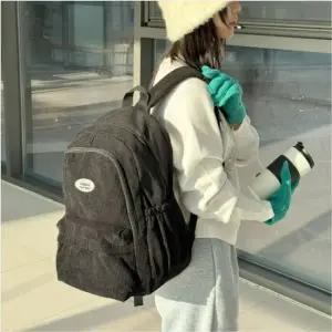 코듀로이 골덴 베이직 백팩 무지 지퍼수납 여행 가방 캐주얼 직장인 소지품