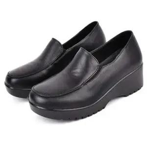 가죽슬립온 여성 웨지 통굽 키높이 슬립온 스니커즈 컴포트화