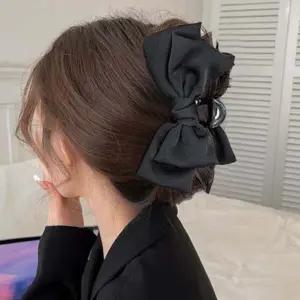 반묶음 블랙 헤어잡기 리본 헤어고정 헤어핀 헤