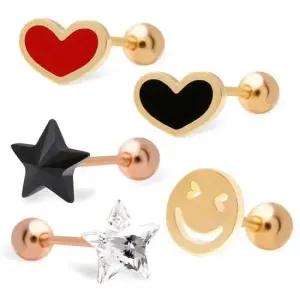 베이직피어싱 금침 큐빅 별 하트 스마일 피어싱 14K