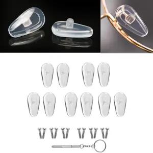 안경 코 패드 나사 고정 수리 키트 미끄럼 방지 소프트 실리콘 에어 챔버 백 조각 및 드라이버 선글라스