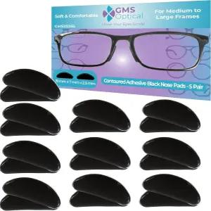 2.5mm 미끄럼 방지 윤곽 소프트 실리콘 안경 코 패드 매우 끈적이는 뒷면 - 5쌍(2팩)