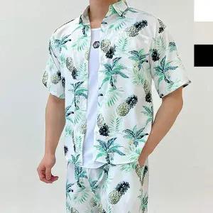 남성 여름 바캉스 패턴 셔츠 반바지 세트 1P 휴양지