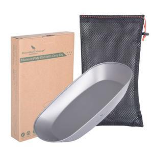 무제한 항해 재사용 가능한 티타늄 팬 디너 플레이트 초경량 접시, 휴대용 가방 포함 야외 캠핑용 식기 파스타 샐러드 식기세척기 안전 (1팩) Ti1114T