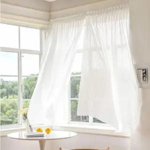 창문커텐 베란다 작은창 쉬폰 가리개 공간분리 무타공 붙이는 커튼 레이스
