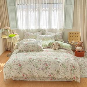 이불 커버 싱글 꽃무늬 부드러운 순면 이불커버 매우 150 사이즈 없음 프린트 베개