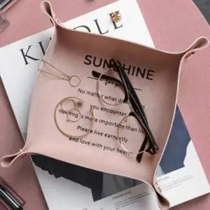 ( )소품 대 가죽 화장품 그린 정리함 트레이 수납 다용도