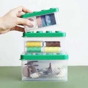 쌓을 플라스틱 블록 모양 수납함 모듈형 투명 소품 정리함 다용도