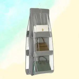 ( )6칸 가방 정리함 벽걸이 옷장 정리함 수납 보관함 투명 다용도