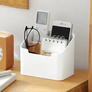 ( )화이트우드 리모컨 수납함 다용도 플라스틱 정리함 보관함 테이블