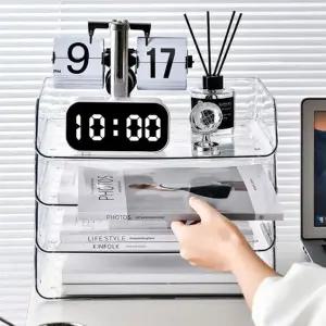 데스크 투명 책상 정리함 적층 투명 파일 정리함 책상용 수납함