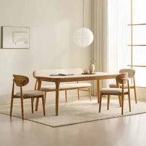 나폴리 포세린 세라믹 6인용 원목 1800 식탁세트 벤치1+의자3)