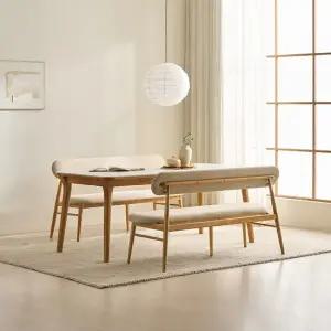 나폴리 포세린 세라믹 6인용 원목 1800 식탁세트 벤치2)