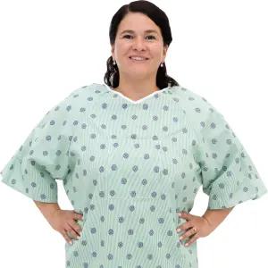 3팩 - 병원 가운 IV 스냅 슬리브 모든 사이즈에 맞는 한 사이즈 (대형 2XL) 타이 백 임페리얼 프린트