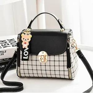 체크무늬 여성가방 핸드백 키링포함 SL356