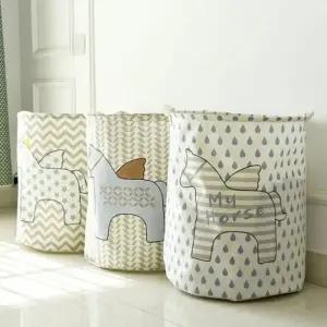 북유럽 원형 패브릭 바구니 60리터 빨래바구니 빨래통 런드리바구니 수납바구니 세탁보관함 빨래방 정리함