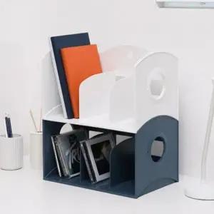 네이비 3단 멀티책꽂이 손잡이 시스맥스 업무용 책상 데스크 칸막이 수납