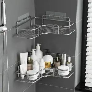 욕실수납 무타공 접착식 스텐 코너선반 2개 세트