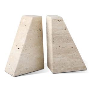 카리바이버 트래버틴 북엔드는 무거운 책, 대리석 장식 선반, 헤비 듀티 스톤 하드백 북 & 쿡북, 유니크 스토퍼 홀더, 트래버티노 이탈리아