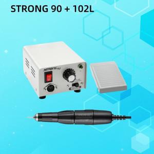 65W STRONG 90 102L 전문 전기 네일 아트 드릴 머신 35000RPM 마이크로 모터 핸드 피스 페디큐어 전기 네일