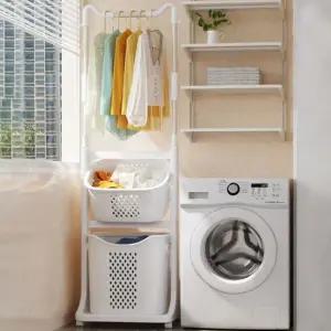 이동식 건조대 2단 빨래바구니 행거 스윙 세탁 선반 생활용품 가정용품 생필품