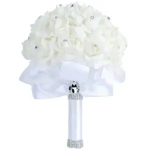 드자인 조화꽃 부케 화이트 꽃다발 선물 장식 실크플라워