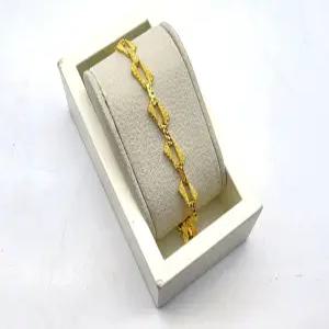 24K 순금 3돈 다이아 컷팅 롱 링크 팔찌(18K 연결고리 장식)