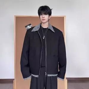 아이언하트 남성용 남친 봄 상의 칼라 패턴 자켓 숏 정장 코트 정장자켓 집업 KKE1