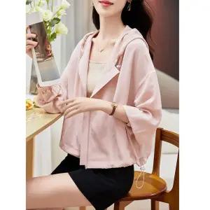 헐크 여자 가을 캐주얼 잠바 집업야구항공 후드 코트 잠사 더블 크레이프 지퍼 루즈핏 상의 숏 트렌치 KKE3