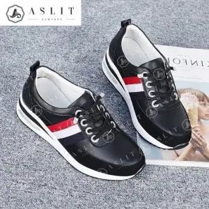 [애슬릿] 여성 러닝화 키높이 소 가죽 콤비 라인 운동화