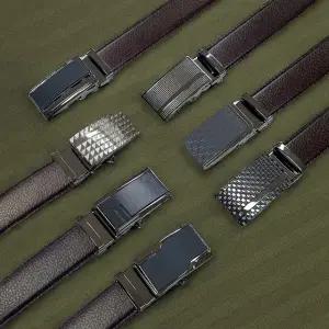 국산 플럼도트 소가죽 자동벨트 클래식브라운 폭3cm