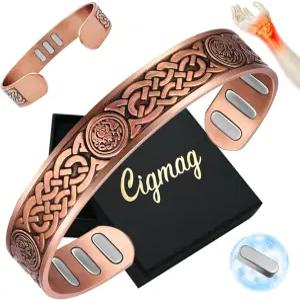 남성용 시그마 구리 팔찌 강력한 9배 5000 가우스 자석 조절 가능한 솔리드 순 구리(셀틱 매듭 2)