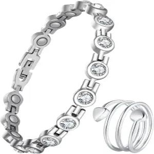 여성용 제라콜 마그네틱 팔찌 구리 반지 스테인리스 스틸 자석