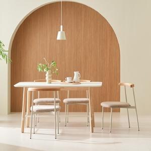 한샘 미나 내추럴 사각 4인 1400 식탁세트 (라운드의자4 포함)