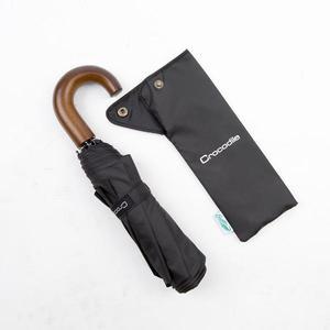 크로커다일 모던브로 3단 우드커브 수동우산 제트블랙, 1개