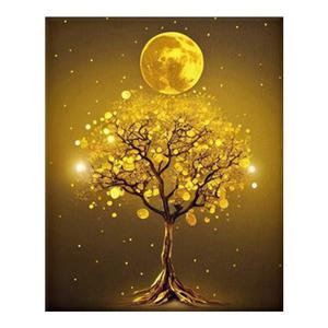 DIY 보석십자수 황금 달빛 금전수 40x50cm 캔버스형