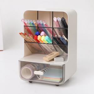 심플 라운드 6칸 서랍형 책상 정리 오거나이저 연필 펜 꽂이