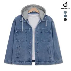 워싱 오버핏 후드 탈부착 데님자켓 KD013)