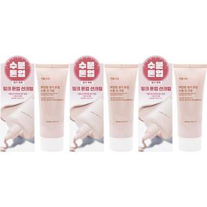 식물나라 뽀얀쌀 생기 톤업 수분 선크림100ml x3개 피부톤보정 베이스 톤업선
