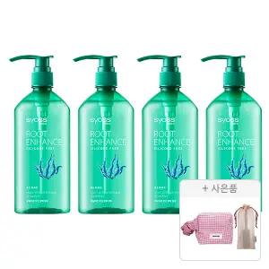 사이오스 루트인핸스 샴푸, 680ml, 4개 + 증정 (체크 파우치(핑크),1개 + 빗&파우치 세트 ,1개 )