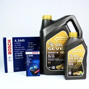 싼타페DM 디젤 엔진오일 보쉬 에어필터 오일필터 세트 세븐골드 RV C2 C3 5W30 7L A2445 O0096