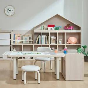 한샘 샘키즈 키즈테이블 스퀘어형+등받이 의자+놀이함 세트