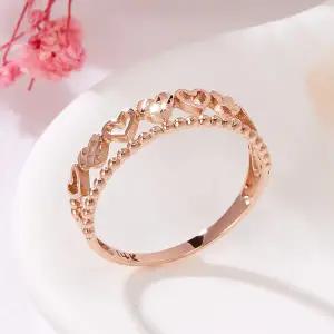 [비앤비골드] 18K 큐티 하트 펀칭 X컷 두줄 반지 SRS42292