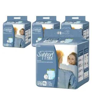 서포트 성인용 기저귀 슬림 팬티 남녀공용 대형 10매 x 4팩 언더웨어 요실금 위생팬티