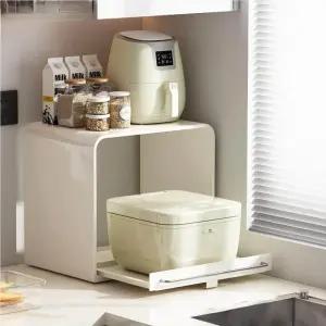 주방 밥솥 레일 수납장 거치대 전자레인지 슬라이딩 선반