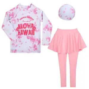 여아 알로하 키즈 래쉬가드 프릴 플라워 수영복 수영모 3종 세트