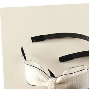 쉬폰리본 진주장식 머리띠 니트머리띠 ELH-097